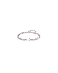 Perlenarmband rosa mit 'Kreuz'