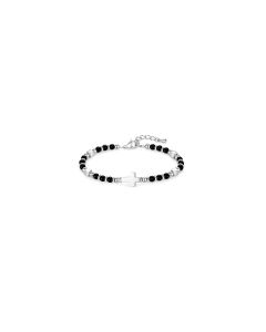 Perlenarmband schwarz mit 'Kreuz'