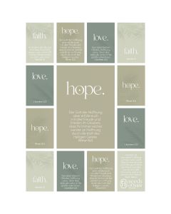Aufkleber-Grußkarte 4 Ex.- faith. hope. love.