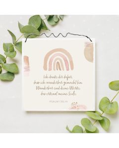 7186077 Holzschild klein - Wunderbar sind deine Werke (Regenbogen, aquarell) | CB Buchshop