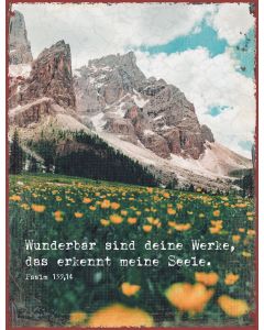 Metallschild 'Wunderbar sind deine Werke, das erkennt meine