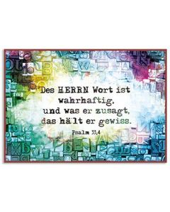 Metallschild 'Des HERRN Wort ist wahrhaftig, und was er zusa
