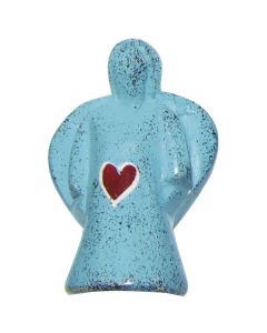 Speckstein-Engel mit Herz in blau