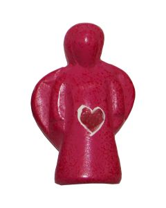 Speckstein-Engel mit Herz in rot