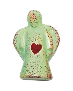 Speckstein-Engel mit Herz in grün