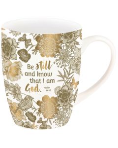 Tasse 'Be still and know that I am God. Psalm 46,10' Gold-Ed