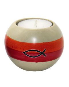 Teelichthalter 'Ichthys' natur-rot
