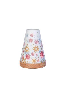 Windlicht Porzellan 10 cm 'Schneekristalle & Sterne' mit Soc
