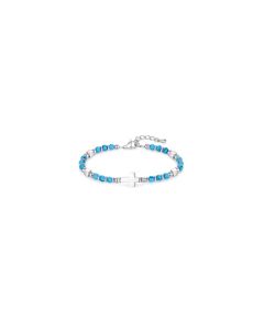 Perlenarmband türkis mit 'Kreuz'