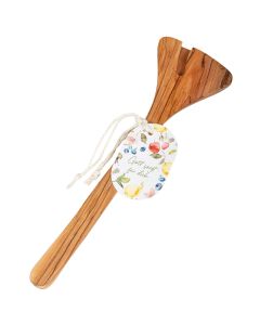 6498374-Salatbesteck Olivenholz Gott sorgt für dich | CB Buchshop